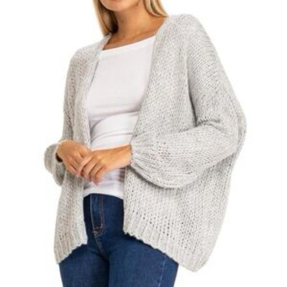 aerie Light Gray Knit Cardigan, XS/S Petite